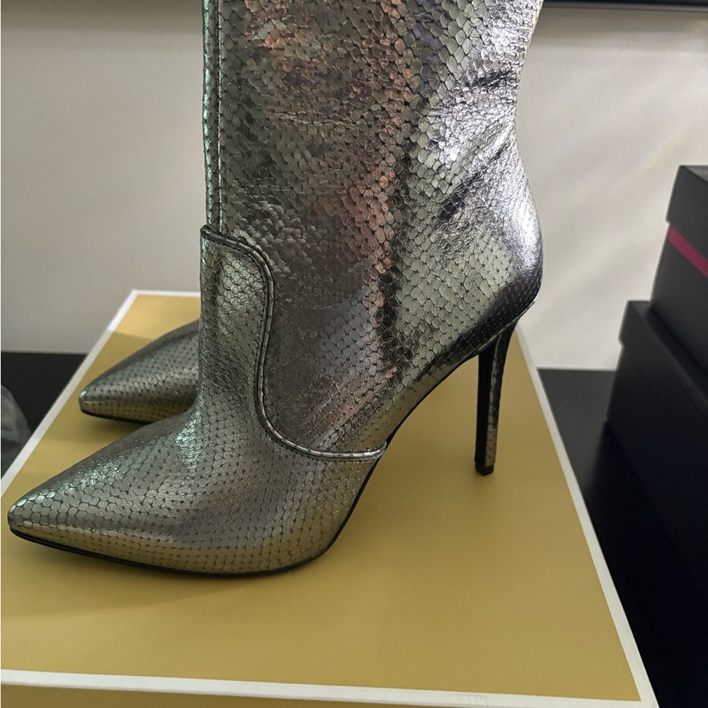 Michael Kors Silver Ankle Booties with Stiletto Heel - Picture 2 of 4